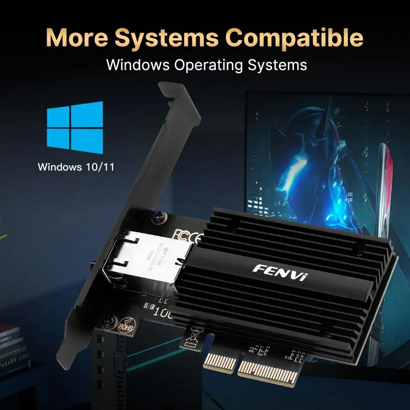 Fenvi-Gigabit Ethernet PCI Express LAN adaptador, 10Gbps, PCIE para placa de rede RJ45, Marvell AQC113, 10000Mbps, PC, Desktop, Win10, 11