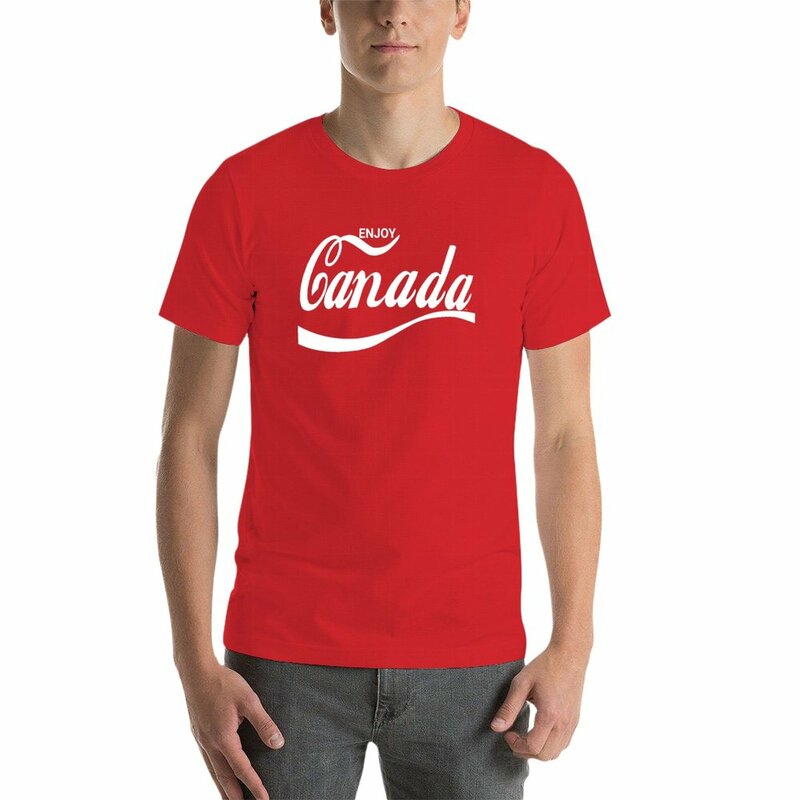 Camiseta de manga corta para hombre, camisa divertida de Enjoy Canadá, color negro liso