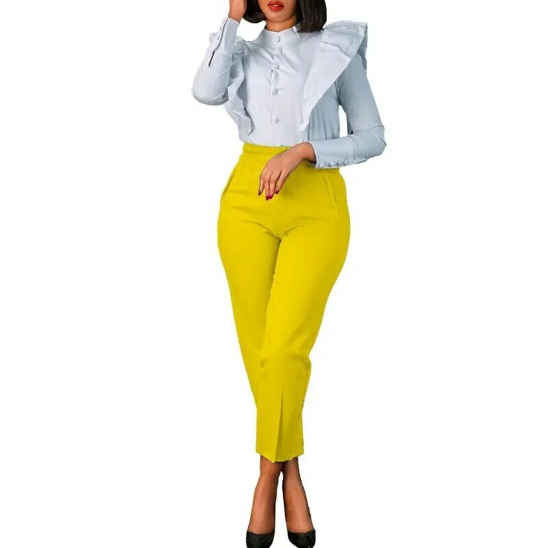 Женские брюки 2024, женские черные брюки-карандаш с высокой талией, облегающие элегантные вечерние длинные брюки, новинка, Лидер продаж