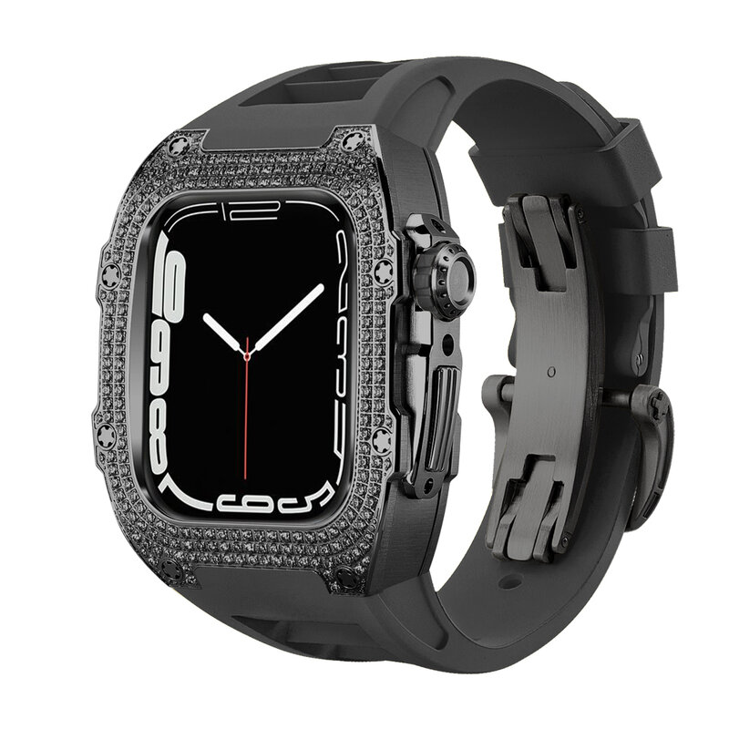 Diamante Incrustado Acessórios para Apple Watch, Kit de Luxo Mod, Adequado para iWatch S9 Series, 8 Series, 7 Series, 6 Series, 5 Series, 4 Refitting, 44mm, 45mm, 9, moda