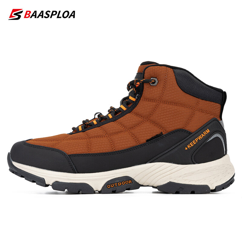 Baasploa ฤดูหนาวรองเท้าผู้ชายกลางแจ้งรองเท้าเดินป่ากันน้ำลื่นตั้งแคมป์ความปลอดภัยรองเท้าผ้าใบ sepatu BOOT kasual รองเท้าใส่เดินผู้ชายที่อบอุ่น