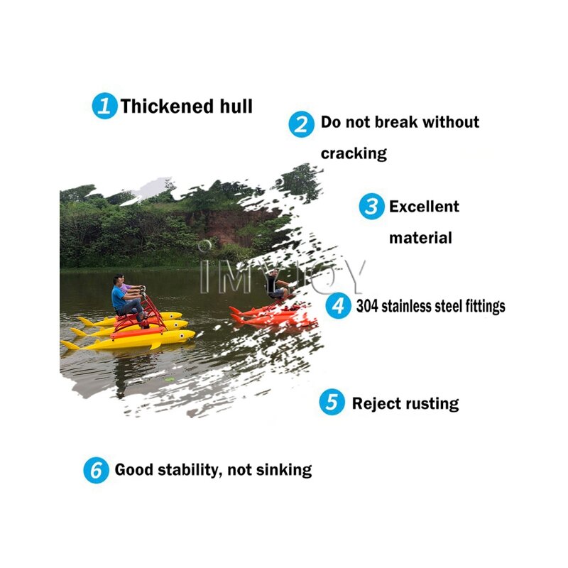 Hiburan sepeda roda tiga plastik dewasa, perahu pedal air anak air dangkal Taman mewah murah untuk anak-anak