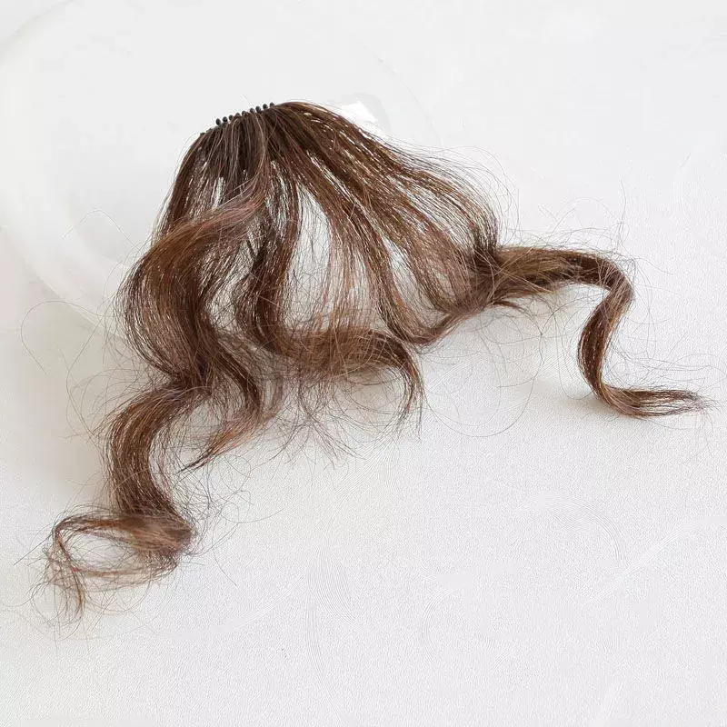 Fashion Wig ekstensi rambut poni palsu, gaya komik tepi Natural Fuffy klip keriting di depan samping rambut palsu