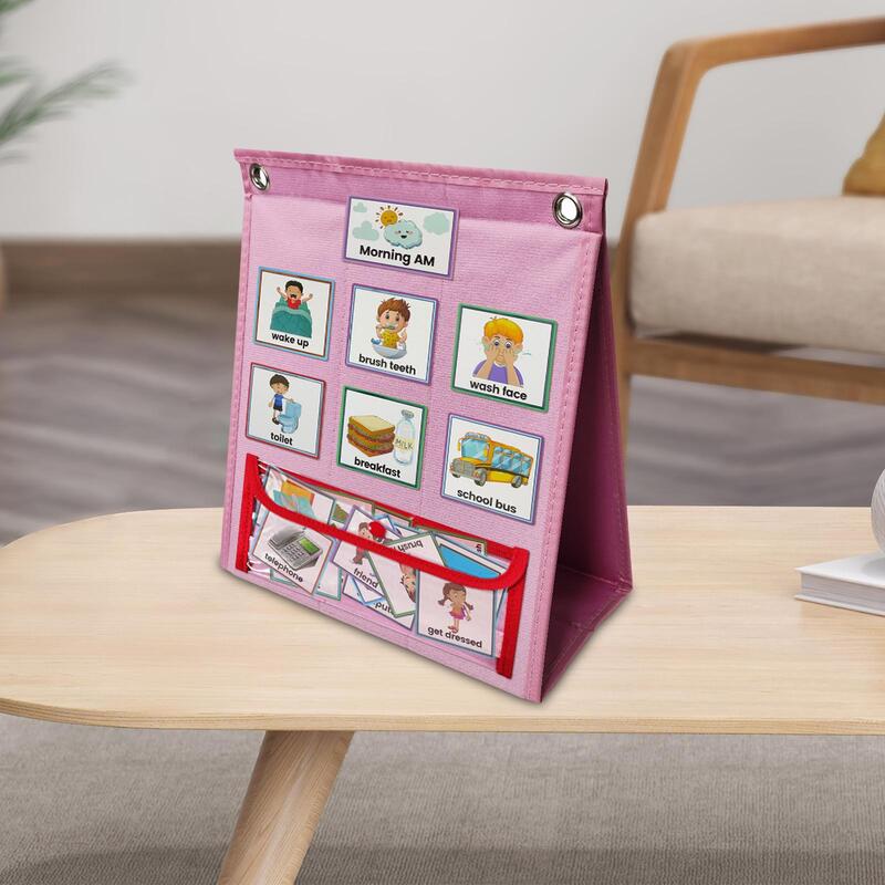 Calendrier visuel portable pour enfants, outil de comportement visuel avec 70 cartes, matériel d'apprentissage pour filles et garçons, cadeaux de vacances