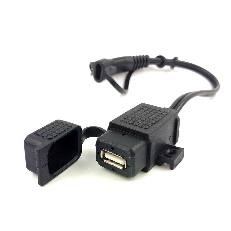Adaptador de Cable SAE a USB, Cargador USB a prueba de agua, puerto rápido 2.1A con fusible en línea para motocicleta, teléfono móvil, tableta, GPS