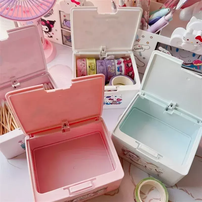 Sanrio Anime Hello Kitty Press Box Cute Cartoon Cinnamonroll Girl rossetto Cosmetics Storage Box Desktop Item Storage Box