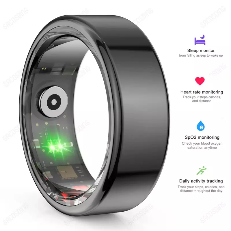 Slimme Ring Mannen Vrouwen Hartslag Bloed Zuurstof Slaap Gezondheid Monitor Sport Activiteit Fitness Tracker Ring R02 Voor Android Ios 2024