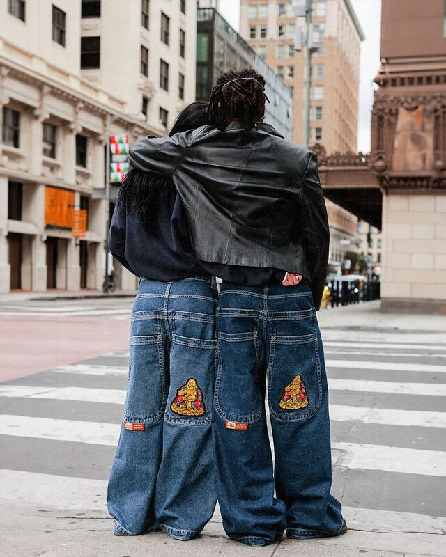 Harajuku Jeans bordados série JNCO para homens, Y2K hip-hop, streetwear casual solto, calças largas, jeans de alta qualidade, novo, 2021