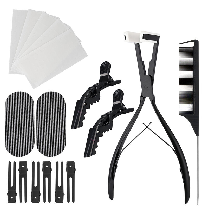 Professional Hair Extension Tools Single Sided Replacement Tapes Hair Extension Pliers and Carbon Comb for Salon