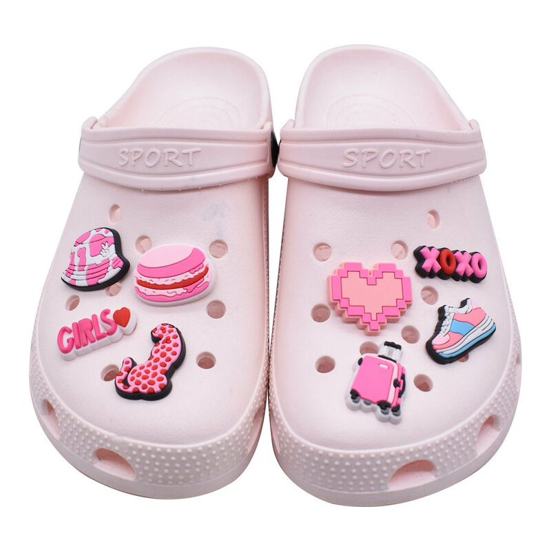 New Arrivals Cute Pink Shoe Charms for Croc Accessories Shoe Sandals Decorations Pins Grils Women Party Favor Gift