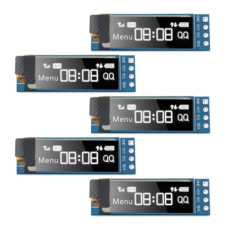 Modulo Display I2C da 5 pezzi modulo Display OLED I2C da 0.91 pollici Driver schermo OLED I2C DC 3.3V-5V (luce bianca)