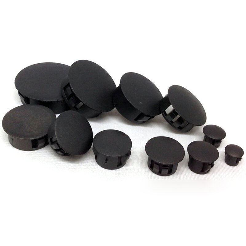 10 buah plastik bulat hitam tutup ujung kosong topi tabung sisipan pipa Plug sumbat lubang 6mm 8/10/13/14/16/19/20/22/25/30mm
