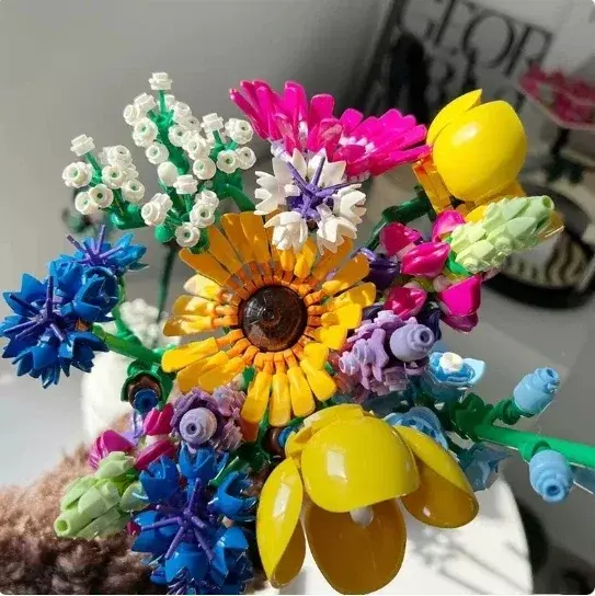 Neue 10313 fom antic Blumenstrauß Rose Orchidee Baustein Ziegel Spielzeug DIY Topf Illustration Urlaub für Freundin Geschenke