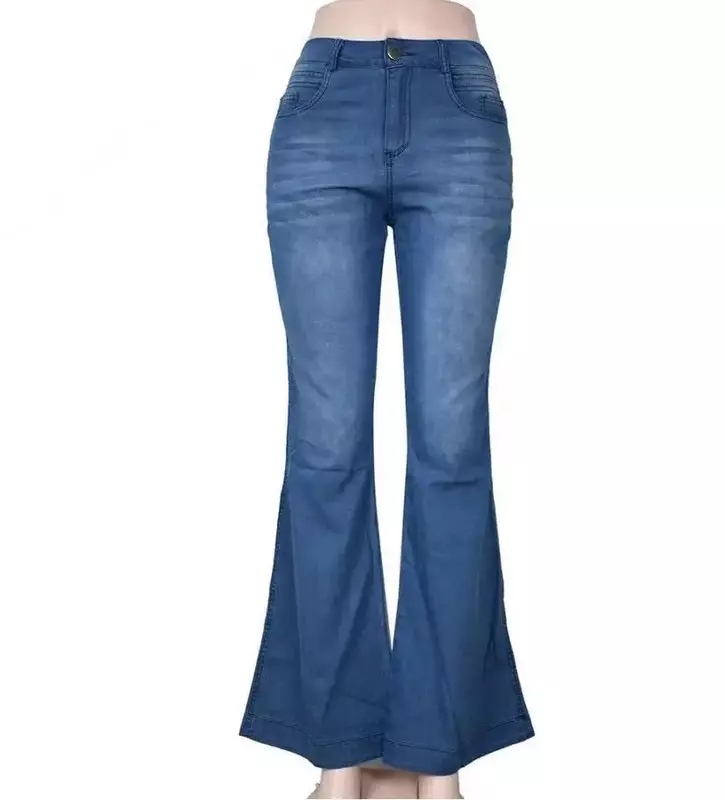 Calça jeans lavada para mulheres, jeans de perna larga, streetwear retrô Y2K, cintura alta, macacão sólido, casual de perna reta