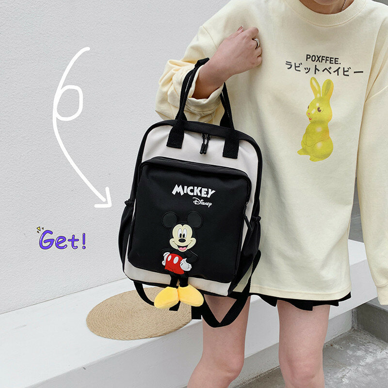 Disney-mochila con estampado de Mickey para estudiantes, morral escolar para estudiantes de secundaria, morral encantador para adolescentes y niñas
