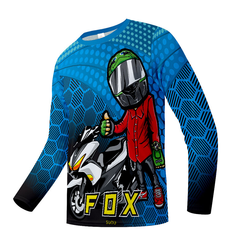 Męska koszulka rowerowa FOX SUDU motocykl crossowy kombinezon redukujący prędkość roweru górski z długim rękawem szybkoschnący kombinezon rowerowy