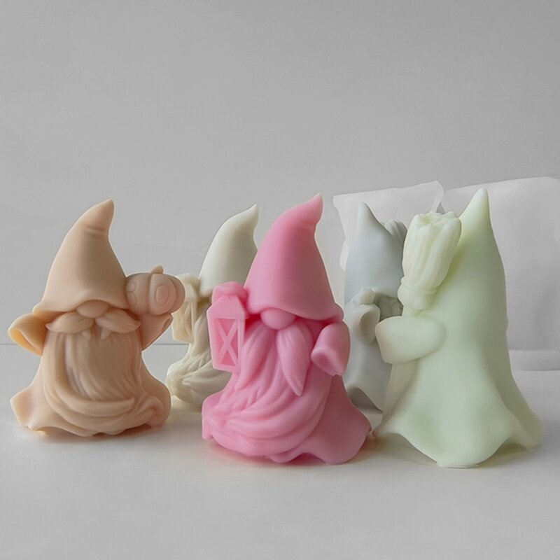 Molde do ornamento do gesso anão sem rosto, moldes epóxi 3D Gnome, vela aromaterapia Halloween, artesanato DIY
