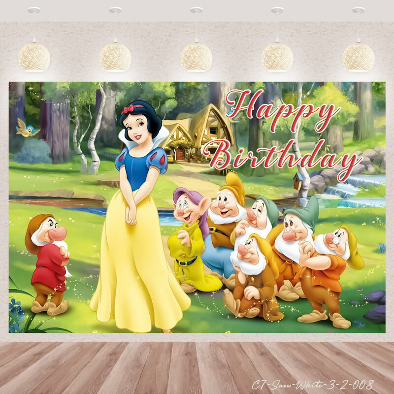Виниловый фон для фотосъемки с изображением принцессы Белоснежки на тему дня рождения ребенка
