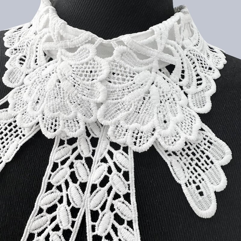 White Women's Lace Collar New Fake Collar Lace Up Shawl Bow Tie Collar Cloak Fake False Collars