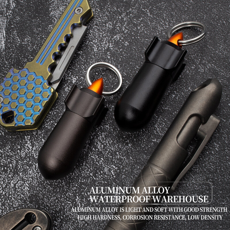 Outdoor Aluminum Alloy Torpedo Canister Mini Waterproof Storage Portable Pill Box EDC Storage Box Multi-function Gadget
