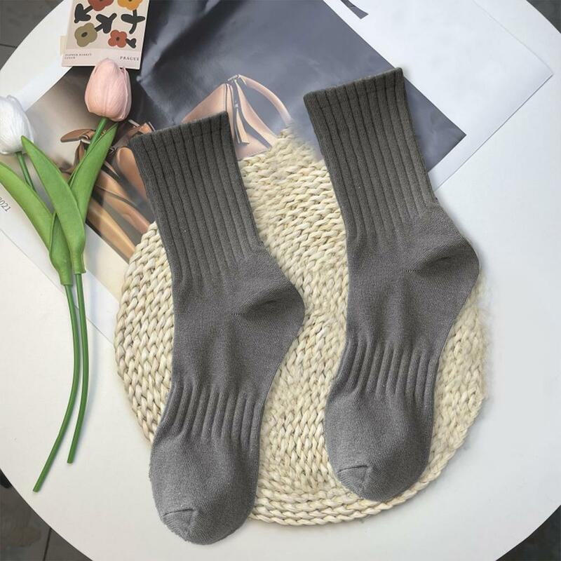 1 Pair Unisex Socks Knitted Mid-tube Ankle Protection Socks Soft High Elasticity Warm Sweat Absorption Adult Sports Socks