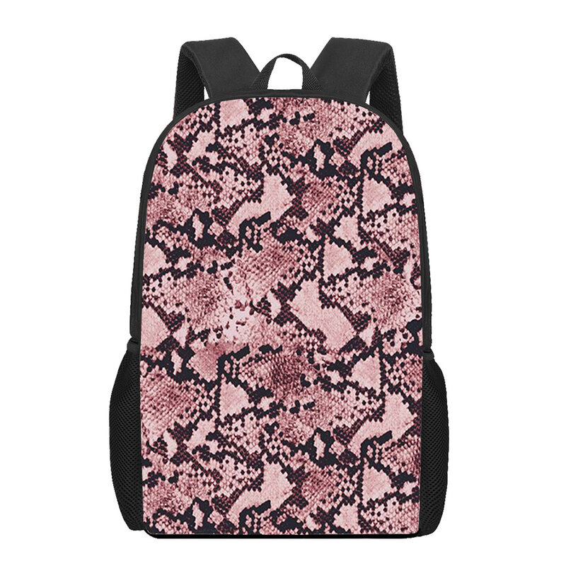Tas sekolah kulit ular motif 3D, tas punggung kapasitas besar, tas buku, tas ransel anak-anak SD, Set tas sekolah kulit ular 3D