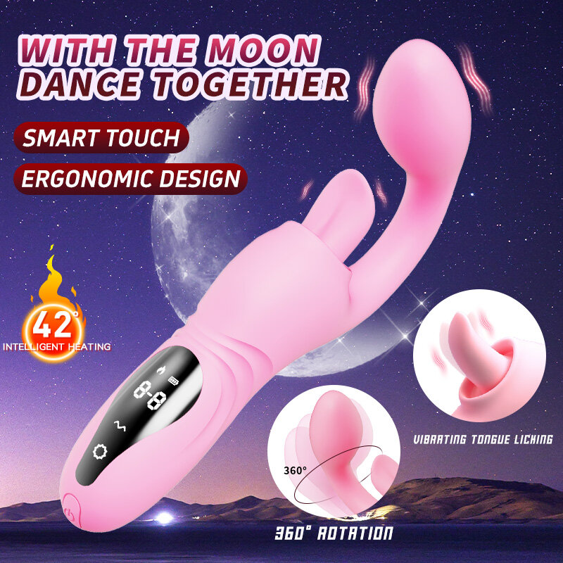 Vibrador Telescópico LED Dildo para Mulheres, Estimulação do Clitóris da Vagina, Varinha Vibradora, Estimular Duplo, Brinquedos Sexuais Aquecedores