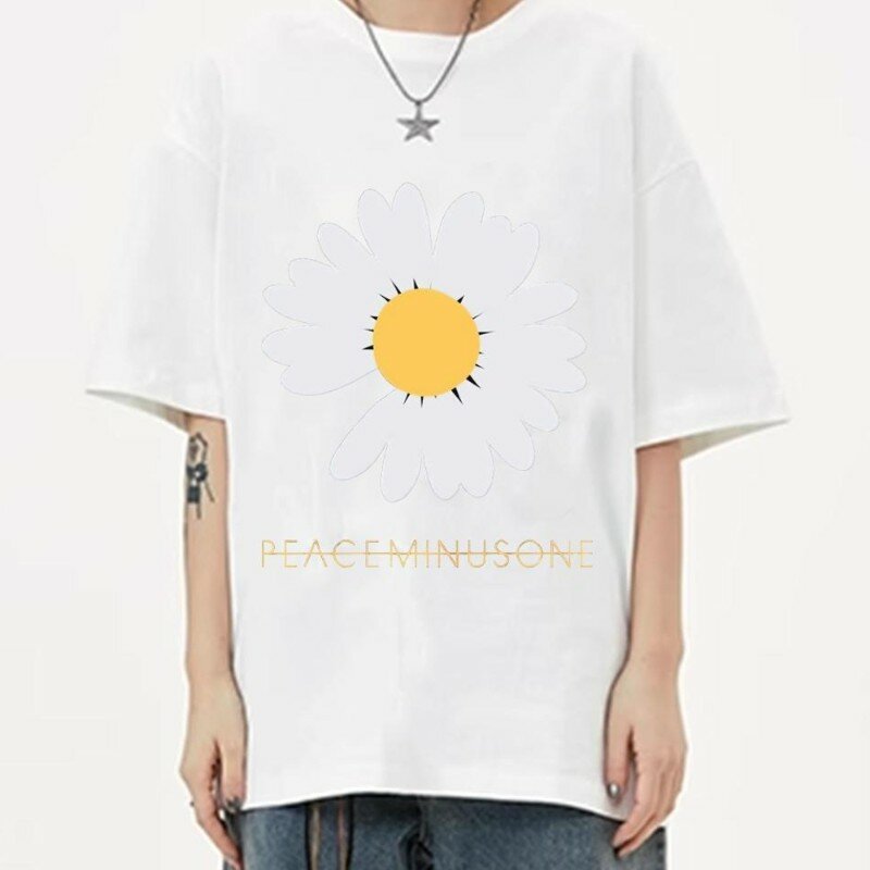 G-Dragon-peacuminusone T Shirt donna coppia vestiti manica corta colletto moda uomo cotone estate sportiva