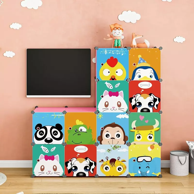 Children Wardrobe Kid Dresser Cute Baby Portable Closet Bedroom Armoire Clothes Hanging Storage Rack Cube Organizer
