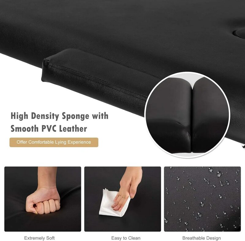 Giantex 휴대용 마사지 테이블, 접이식 래쉬 침대, 알루미늄 프레임, 높이 조절 가능, 전문 페이셜 살롱, 2 겹, 84 인치