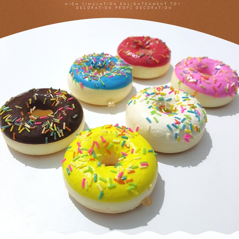6.2ซม.ประดิษฐ์ Donut Mini Squishy ของเล่นบีบคลายเครียดจำลองอาหารเค้กช็อคโกแลตม้วนการถ่ายภาพ Props ตกแต่ง