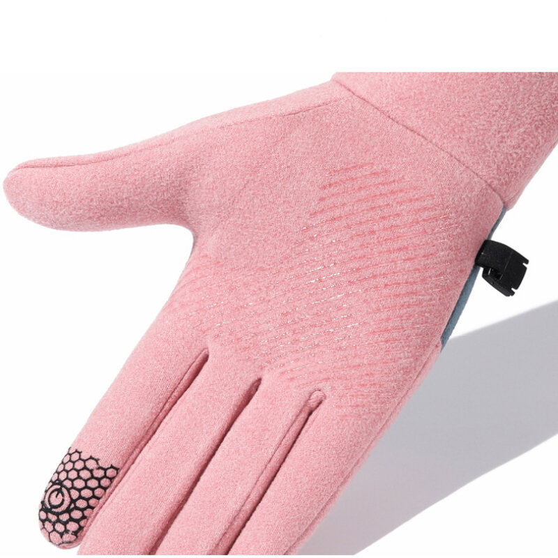 Inverno manter quente tela de toque mais veludo dentro das luvas femininas moda simples proteção fria engrossar ao ar livre anti deslizamento