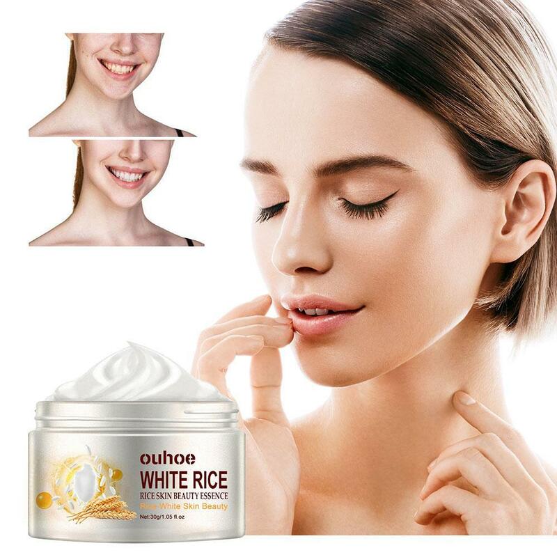 30g weißer Reis Anti-Aging entfernen Falten pflegende feuchtigkeit spendende Gesichts creme straffende Poren und entfernen Akne-Bleaching-Creme