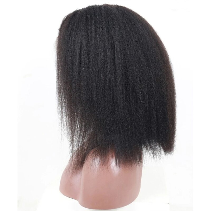 Synthetic Wig Yaki Middle Part Machine Made Wig Short Black Synthetic Hair Women's Soft Party Wigs