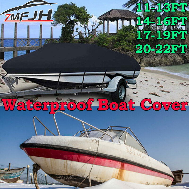 AD Yacht-cubierta de Barco de 11 a 22 pies, cubierta de Barco Anti-UV, impermeable, resistente, 210D, accesorios de lona para arrastre marino