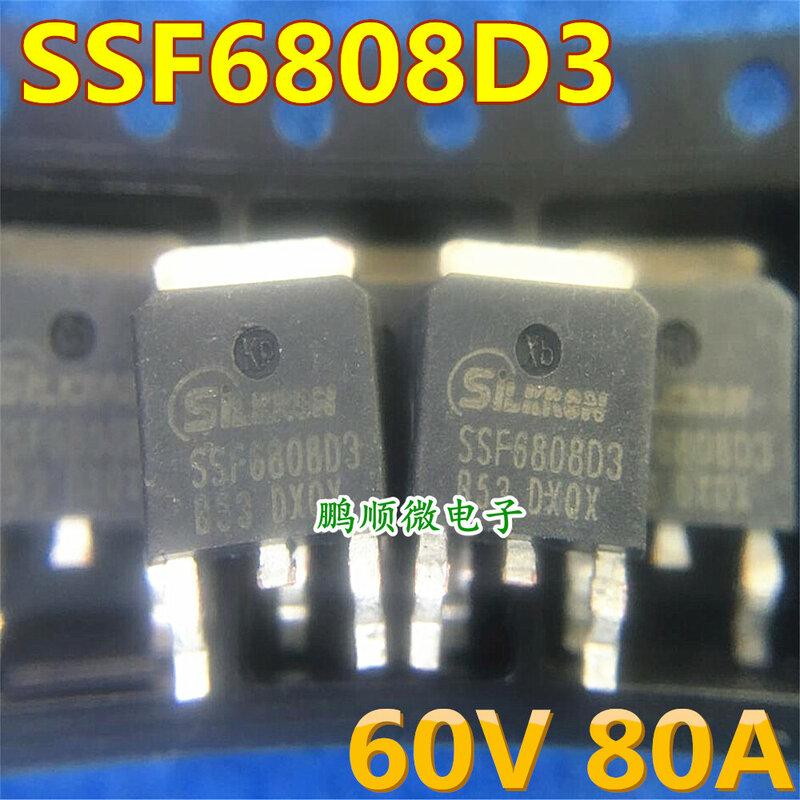 MOSFET à effet de champ, SSF6808D3, 60V, 80A, 25.3 milliohm, TO-252, Original, Nouveau, 20 pièces