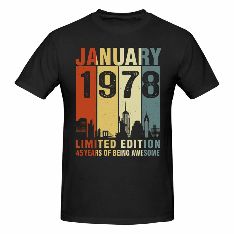 T-shirt en coton pour homme, édition limitée de janvier 1978, 45 ans d'être génial, été