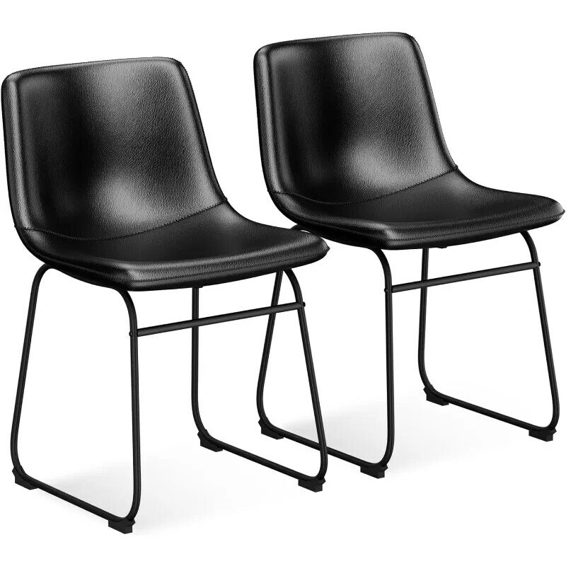 Juego de sillas de comedor de piel sintética, sillón moderno de 18 pulgadas, sin brazos, con respaldo, para cocina y comedor
