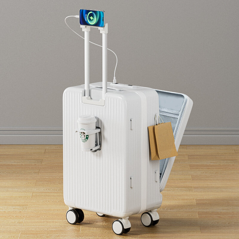 Модный чемодан для открытия спереди, Новый Многофункциональный чемодан с паролем, универсальная колесная тележка, стандартная сумка для ноутбука