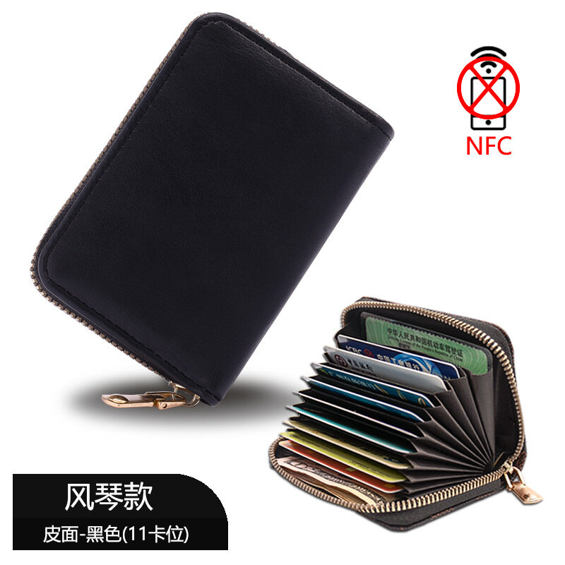 กระเป๋าสตางค์ผู้ชาย11ครั้งผู้ที่ใส่บัตรกระเป๋าเงินซิปปิดกั้น RFID กระเป๋าเก็บบัตรสำหรับผู้หญิงกระเป๋าใส่บัตรป้องกันกระเป๋าเงิน