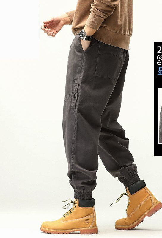 Men Cargo Pants Loose Harajuku Wide-Leg Pants Mens Casual Solid Pockets Hip-Hop Straight High Waist Pants New Trousers A123