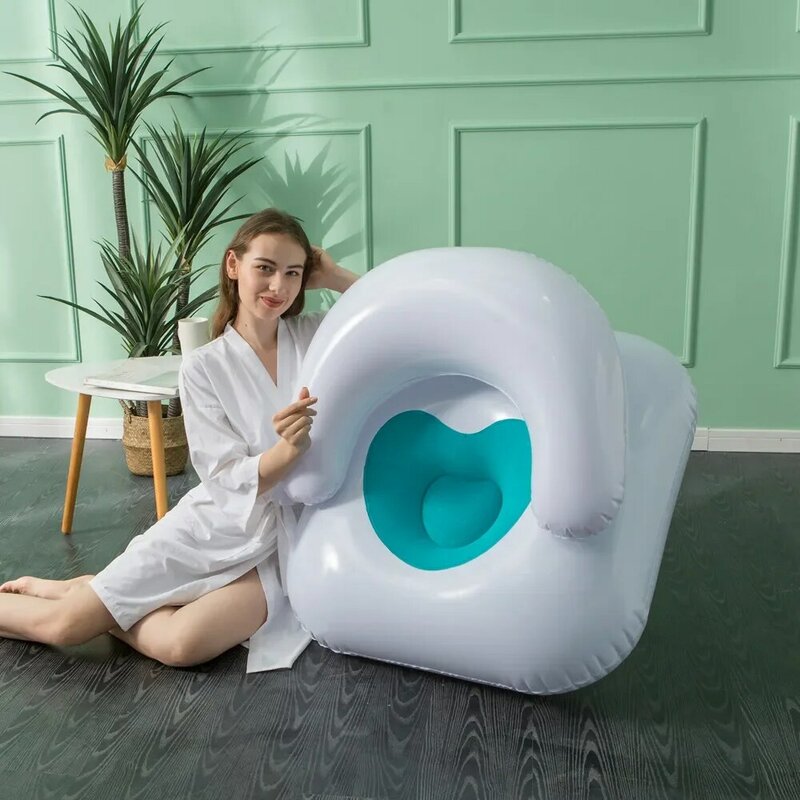Inflatable Sofa Flocking Pvc Love Heart Leisure Single Chair Convenient Storage with Backrest Fresh Recliner Lazy Sofa