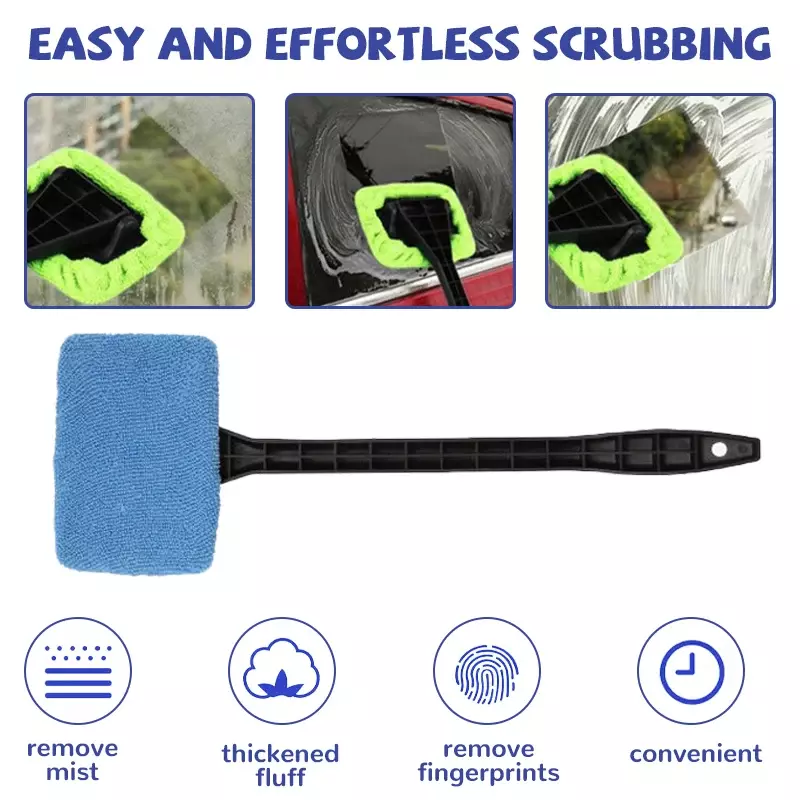 Car Windshield Wiper Cleaner Brush Tool com punho longo, Car Window Cleaner, Microfiber Washing Kit