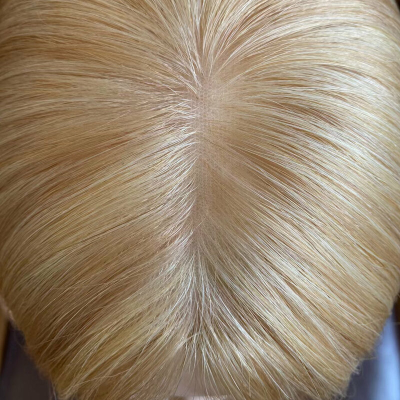 Hstonir loira peruca de seda superior em linha reta curto bob cabelo humano perucas cabelo humano judeu kosher perucas cabelo remy europeu g039