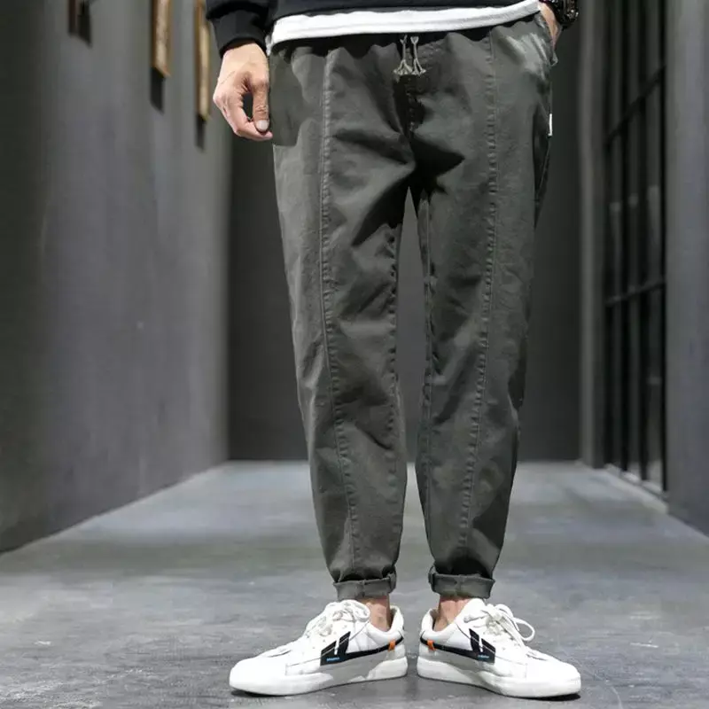 Pantalones coreanos de temperamento para hombre, pantalón informal suelto de pierna recta, ropa de calle de Hip Hop, primavera y otoño, 2024