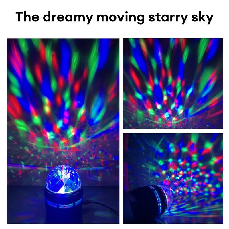 Lámpara de proyector RGB de cielo estrellado colorido, BOLA MÁGICA giratoria automática, luz nocturna Led, USB, Luna, Galaxia, luz de ambiente para el hogar
