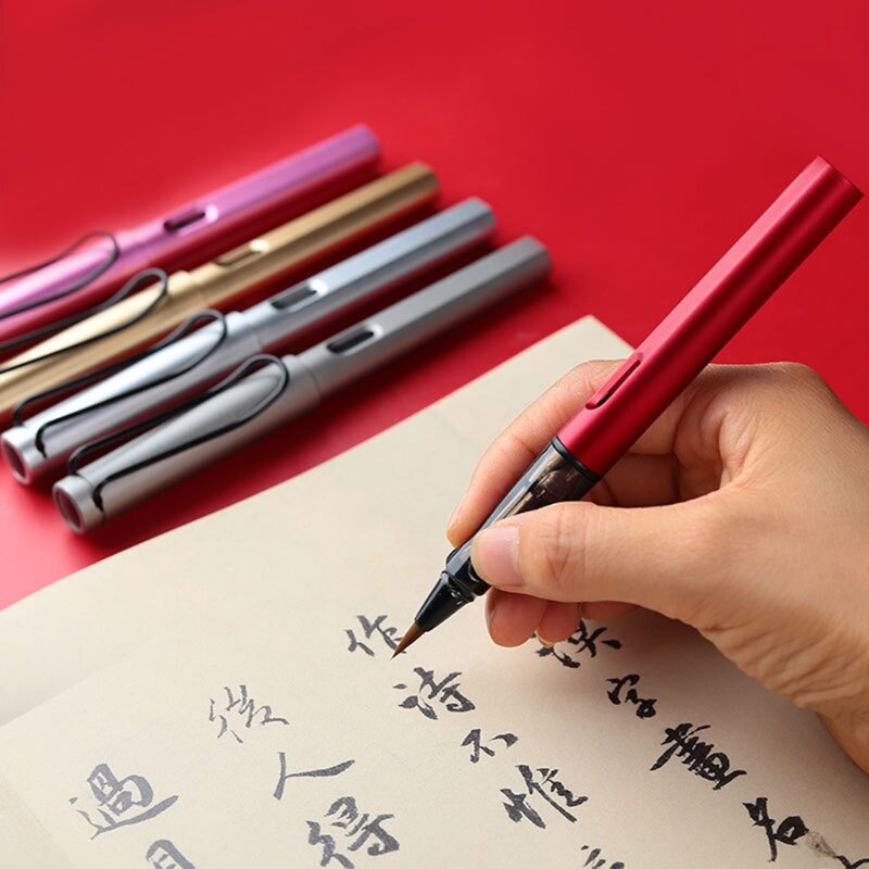 Stylo-plume en forme stylo calligraphie, brosse remplissage à Piston, rechargeable pour enfants