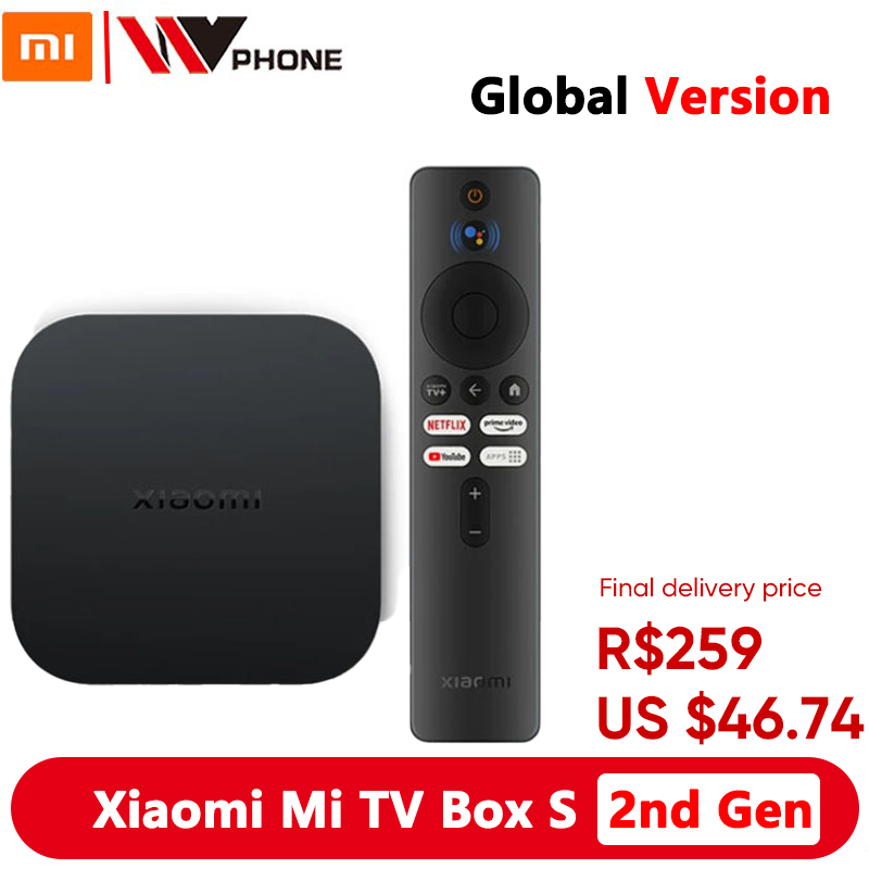 Global Version Xiaomi Mi TV Box S 2nd Gen 4K Ultra HD BT5.2 2GB 8GB Dolby Vision HDR10+ Google Assistant Smart Mi Box S Player
