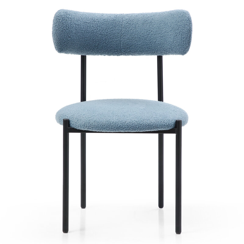 Элегантный комплект из 2 круглых обеденных стульев из шерпы с мягкой обивкой и изогнутой спинкой-современные декоративные стулья среднего века