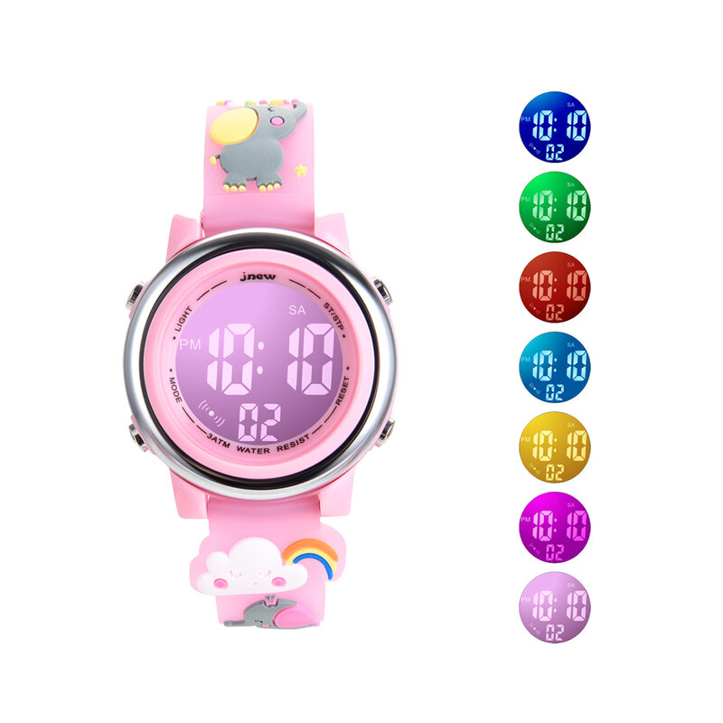 Utthai H120 jam tangan olahraga anak-anak, Jam Alarm kartun tahan air 30M jam tangan pintar elektronik LED untuk pelajar laki-laki dan perempuan